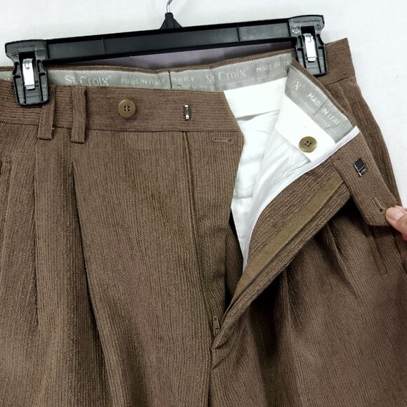 St. Croix Men's Pleated Textured Wool Blend Pants 30x27 Straight Cuff Leg - Picture 9 of 15